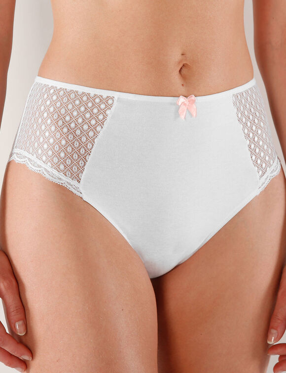 Effen maxislip in kant en katoen Tropea - set van 4 (wit + poeder) Effen maxislip in kant en katoen Tropea - set van 4 (wit + poeder)